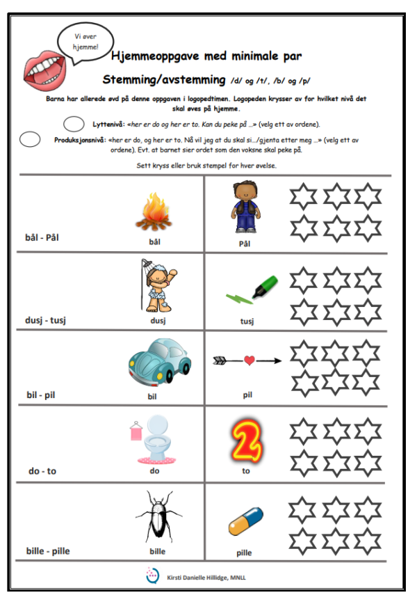 Hjemmeoppgave med minimale par stemming/avstemming