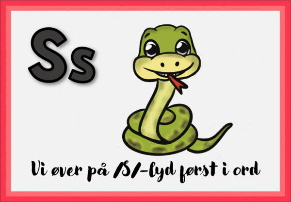Vi øver på språklyder /s/-lyd i stavelse og først i ord (produksjonsnivå)