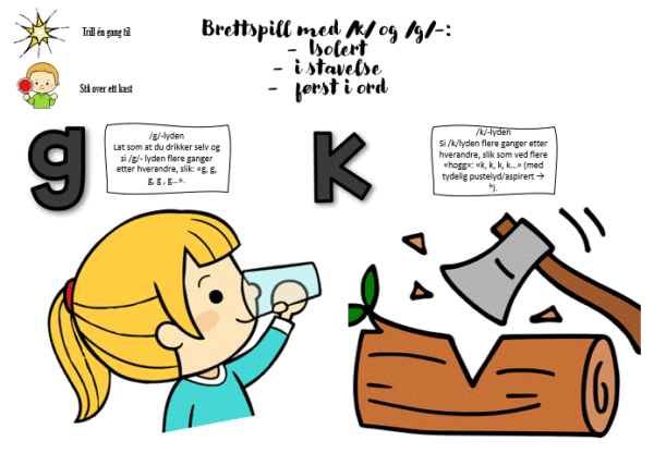 Brettspill med /k/ og /g/ lyd først i ord