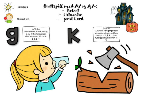 Brettspill med /k/ og /g/ lyd først i ord - Bilde 2